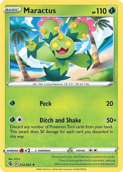 Pokémon card: Maractus 012/264 from Fusion Strike (Rare), Grass type, front of card