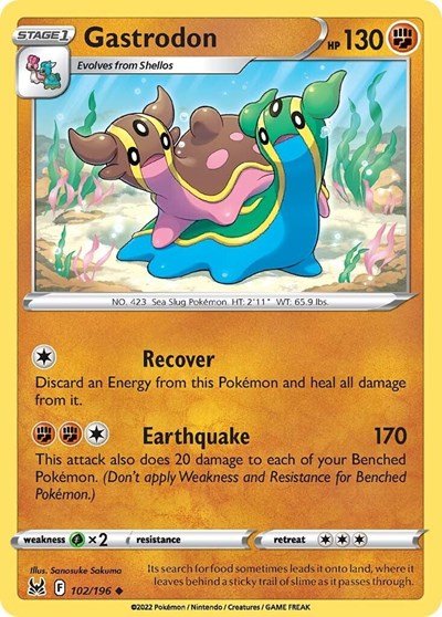 Pokémon card: Gastrodon 102/196 from Lost Origin (Uncommon), Fighting type, front of card