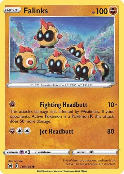 Pokémon card: Falinks 110/196 from Lost Origin (Common), Fighting type, front of card