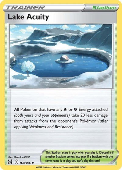 Pokémon card: Lake Acuity 160/196 from Lost Origin (Uncommon), front of card