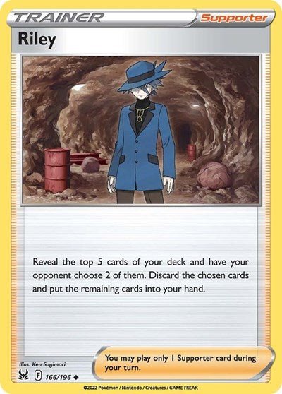 Pokémon card: Riley 166/196 from Lost Origin (Uncommon), front of card