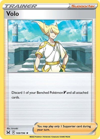 Pokémon card: Volo 169/196 from Lost Origin (Holo Rare), front of card