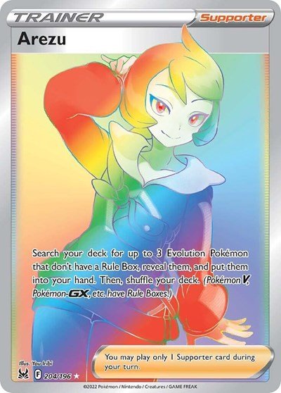 Pokémon card: Arezu 204/196 from Lost Origin (Secret Rare), front of card