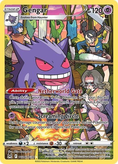 Pokémon card: Gengar TG06/TG30 from Lost Origin Trainer Gallery (Ultra Rare), Psychic type, front of card