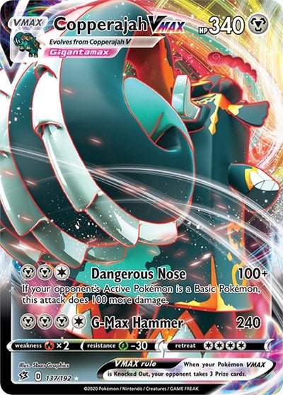 Pokémon card: Copperajah VMAX 137/192 from Rebel Clash (Ultra Rare), Metal type, front of card