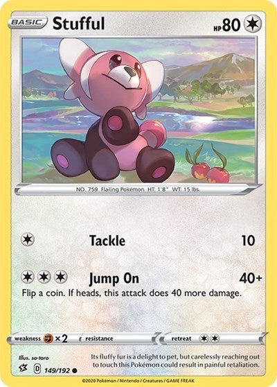 Pokémon card: Stufful 149/192 from Rebel Clash (Common), Colorless type, front of card