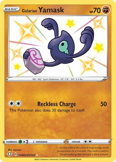 Pokémon card: Galarian Yamask SV065/SV122 from Shining Fates (Shiny Holo Rare), Fighting type, front of card