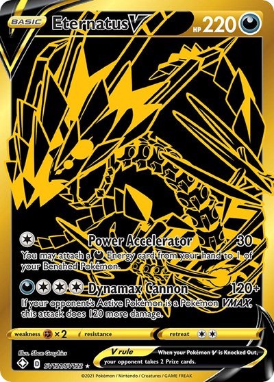 Pokémon card: Eternatus V SV121/SV122 from Shining Fates (Shiny Holo Rare), Darkness type, front of card