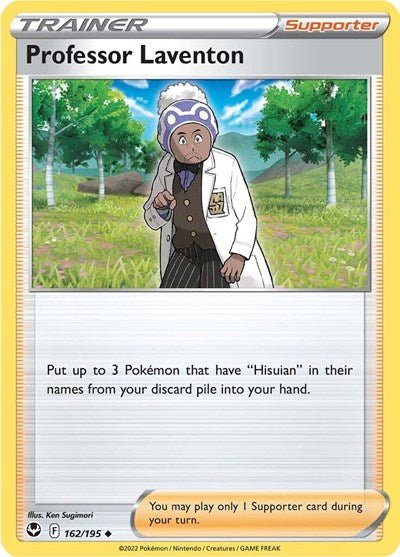 Pokémon card: Professor Laventon 162/195 from Silver Tempest (Uncommon), front of card