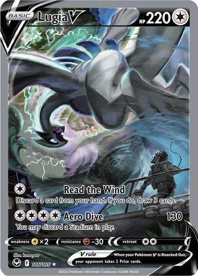 Pokémon card: Lugia V (Alternate Full Art) 186/195 from Silver Tempest (Ultra Rare), Colorless type, front of card