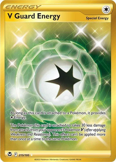 Pokémon card: V Guard Energy 215/195 from Silver Tempest (Secret Rare), front of card