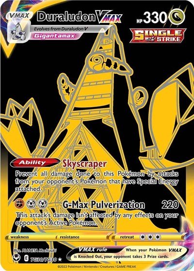 Pokémon card: Duraludon VMAX TG30/TG30 from Silver Tempest Trainer Gallery (Secret Rare), Dragon type, front of card