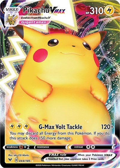Pokémon card: Pikachu VMAX 044/185 from Vivid Voltage (Ultra Rare), Lightning type, front of card