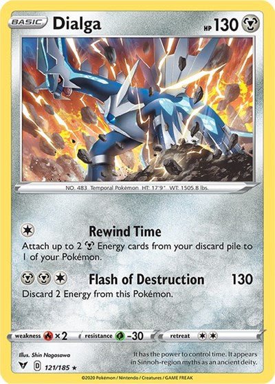 Pokémon card: Dialga 121/185 from Vivid Voltage (Holo Rare), Metal type, front of card
