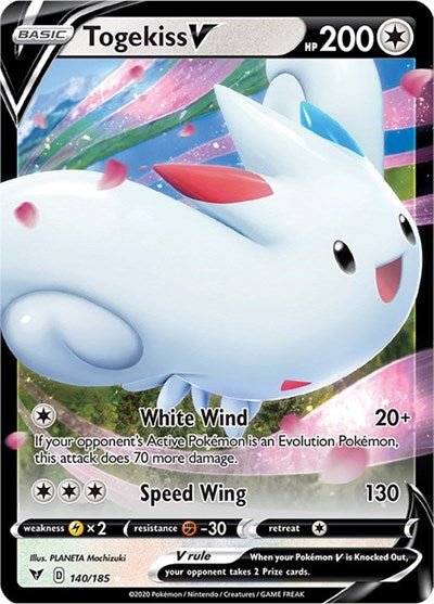 Pokémon card: Togekiss V 140/185 from Vivid Voltage (Ultra Rare), Colorless type, front of card