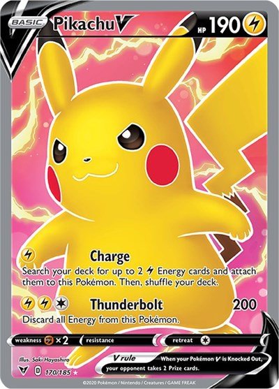 Pokémon card: Pikachu V (Full Art) 170/185 from Vivid Voltage (Ultra Rare), Lightning type, front of card